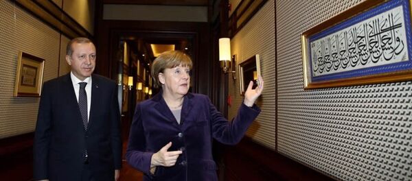 Cumhurbaşkanı Recep Tayyip Erdoğan, Almanya Başbakanı Angela Merkel'i, Cumhurbaşkanlığı Külliyesi'nde kabul etti. - Sputnik Türkiye