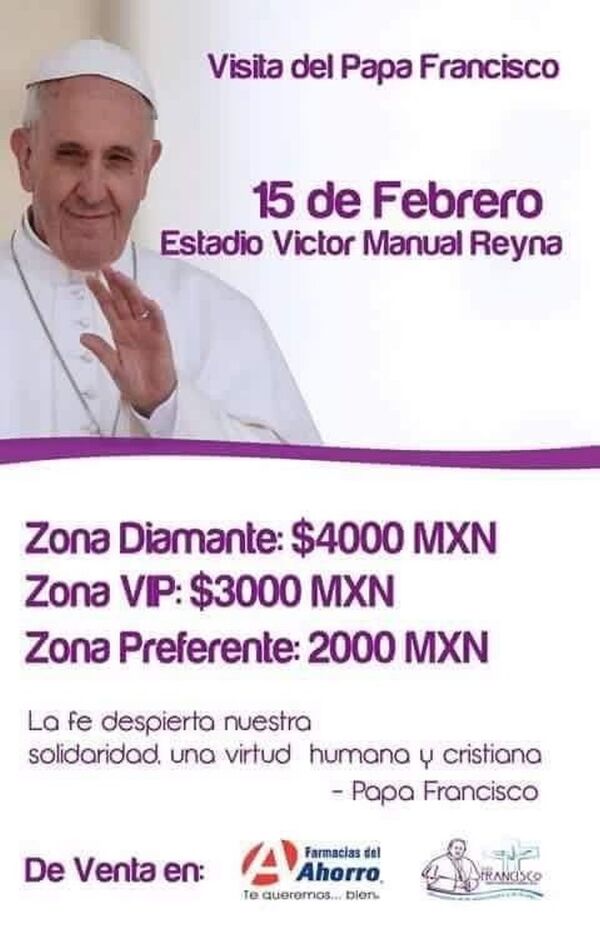 Papa Francis'in yöneteceği ayinin biletlerinin 200 dolar'a satılması için hazırlandığı iddia edilen el ilanı. - Sputnik Türkiye