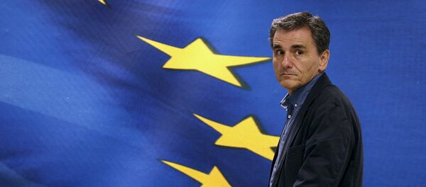 Newly-appointed Finance Minister Euclid Tsakalotos arrives at the Finance Ministry for a handover ceremony in Athens, Greece - Sputnik Türkiye