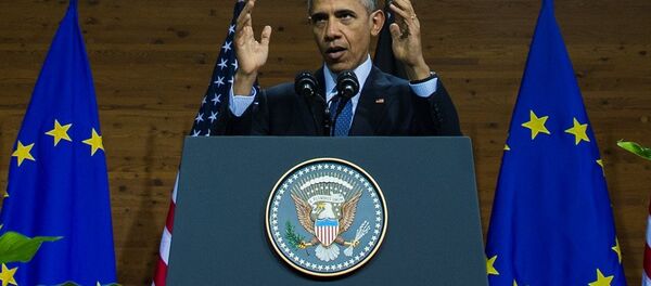 ABD Başkanı Barack Obama,  Almanya’nın Hanover kentinde düzenlenen bir ticaret festivalinde konuştu. - Sputnik Türkiye