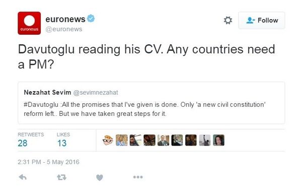 Davutoğlu-Euronews-Twitter - Sputnik Türkiye