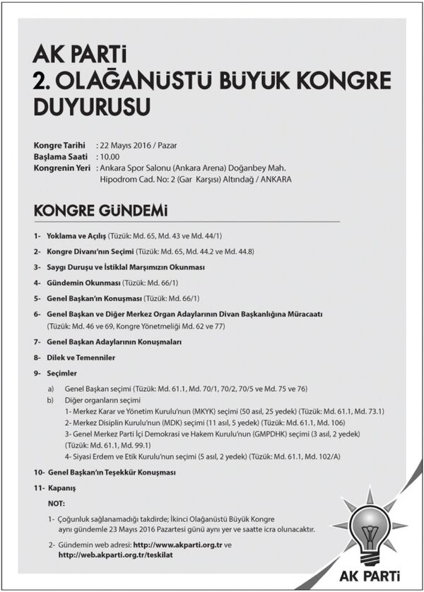 AK Parti kongre duyurusu - Sputnik Türkiye