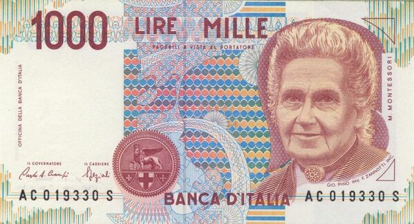 İtalya’nın AB’ye girmeden önce kullandığı bin lirada İtalyan fizikçi Maria Montessori vardı. - Sputnik Türkiye