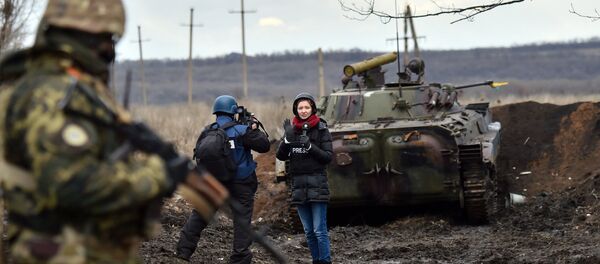 Donetsk'teki gazeteciler. - Sputnik Türkiye