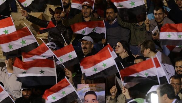 Suriye bayrakları - Palmira'da konser - Sputnik Türkiye