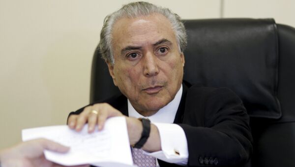 Brazil's Vice President Michel Temer attends a meeting with deputies to discuss the bill that regulates outsourcing in Brasilia April 14, 2015 - Sputnik Türkiye