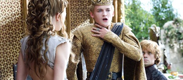 This image released by HBO shows Natalie Dormer, left, Jack Gleeson, Peter Dinklage, right in a scene from Game of Thrones. - Sputnik Türkiye