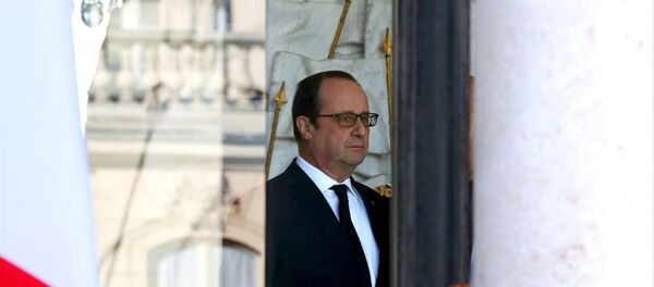French President Francois Hollande stands in the entrance of the Elysee Palace following the weekly cabinet meeting in Paris, France, March 2, 2016. - Sputnik Türkiye