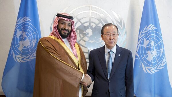 BM Genel Sekreteri Ban Ki-mun, Suudi Arabistan Savunma Bakanı ve ikinci veliaht prensi Muhammed bin Selman ile görüştü. - Sputnik Türkiye