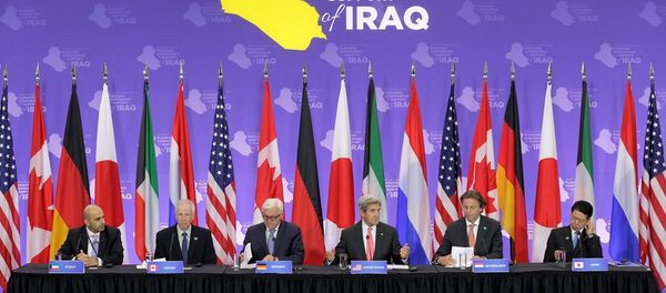 ABD Dışişleri Bakanı John Kerry, başkent Washington’da, IŞİD ile mücadele eden Irak’a destek olunması için düzenlenen bağışçılar konferansına ev sahipliği yaptı. Konferansa Kanada, Almanya, Hollanda, Japonya ve Kuveyt dışişleri bakanları katıldı. ABD Dışişleri Bakanı John Kerry, başkent Washington’da, IŞİD ile mücadele eden Irak’a destek olunması için düzenlenen bağışçılar konferansına ev sahipliği yaptı. Konferansa Kanada, Almanya, Hollanda, Japonya ve Kuveyt dışişleri bakanları katıldı. - Sputnik Türkiye