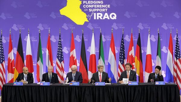 ABD Dışişleri Bakanı John Kerry, başkent Washington’da, IŞİD ile mücadele eden Irak’a destek olunması için düzenlenen bağışçılar konferansına ev sahipliği yaptı. Konferansa Kanada, Almanya, Hollanda, Japonya ve Kuveyt dışişleri bakanları katıldı. - Sputnik Türkiye