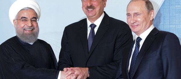 İran Cumhurbaşkanı Hasan Ruhani, Azerbaycan Cumhurbaşkanı İlham Aliyev ve Rusya Devlet Başkanı Vladimir Putin İran Cumhurbaşkanı Hasan Ruhani, Azerbaycan Cumhurbaşkanı İlham Aliyev ve Rusya Devlet Başkanı Vladimir Putin - Sputnik Türkiye