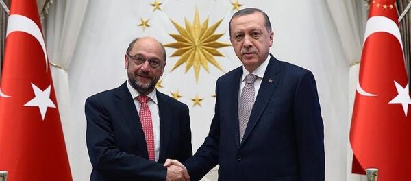 Cumhurbaşkanı Recep Tayyip Erdoğan, Avrupa Parlamentosu Başkanı Martin Schulz'u kabul etti. - Sputnik Türkiye