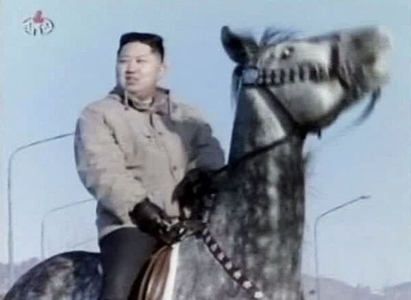 Kuzey Kore lideri Kim Jong-un at binerken. - Sputnik Türkiye