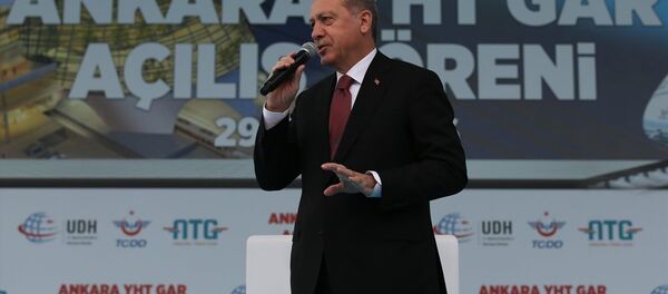 Cumhurbaşkanı Recep Tayyip Erdoğan, Ankara YHT Gar Açılış Töreni'ne katılarak, konuşma yaptı. - Sputnik Türkiye