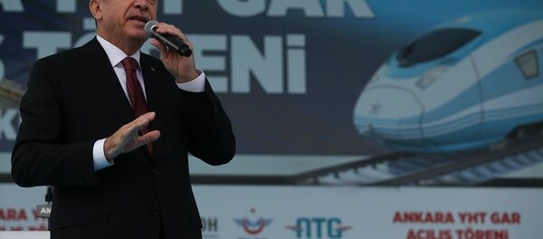 Cumhurbaşkanı Recep Tayyip Erdoğan, Ankara YHT Gar Açılış Töreni'ne katılarak, konuşma yaptı. - Sputnik Türkiye