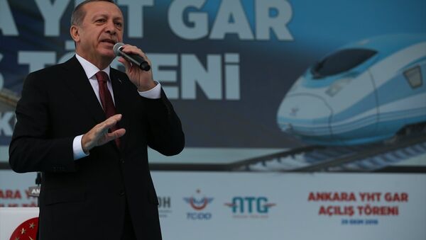Cumhurbaşkanı Recep Tayyip Erdoğan, Ankara YHT Gar Açılış Töreni'ne katılarak, konuşma yaptı. - Sputnik Türkiye