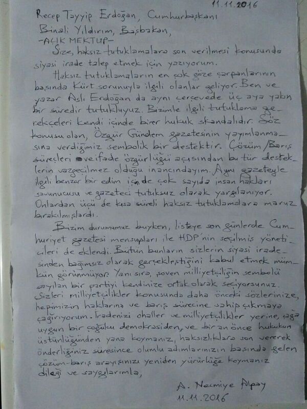 Necmiye Alpay'dan Erdoğan Ve Yıldırım'a açık mektup Necmiye Alpay'dan Erdoğan Ve Yıldırım'a açık mektup - Sputnik Türkiye