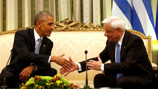 ABD Başkanı Barack Obama ve Yunanistan Cumhurbaşkanı Prokopis Pavlopulos - Sputnik Türkiye