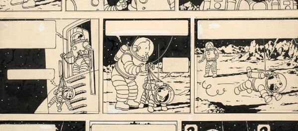 Dünyaca ünlü çizgi roman karakteri Tenten’in ‘Ay’daki Kaşifler’ isimli macerasına ait çizim - Sputnik Türkiye