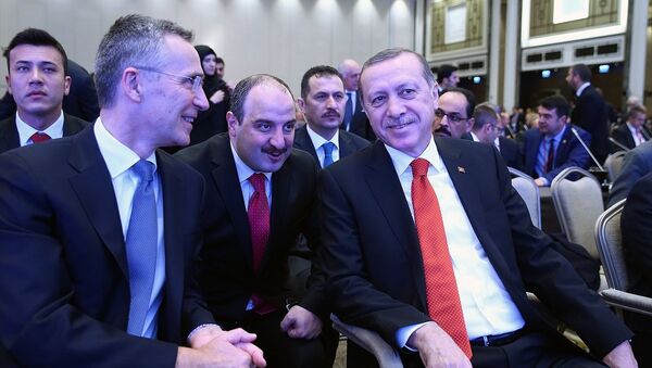 Cumhurbaşkanı Erdoğan, konuşması öncesinde NATO Genel Sekreteri Stoltenberg'le sohbet etti. - Sputnik Türkiye