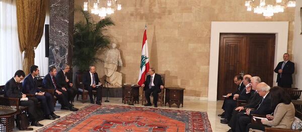 Dışişleri Bakanı Mevlüt Çavuşoğlu, çalışma ziyareti kapsamında geldiği Lübnan'da Cumhurbaşkanı Mişel Aun tarafından kabul edildi. - Sputnik Türkiye