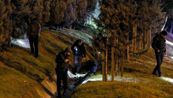 Polis ekipleri, silahlı saldırı girişimi sonrası yol kenarında incelemelerde bulundu. - Sputnik Türkiye