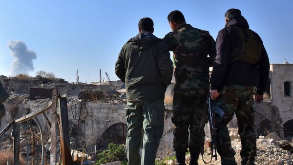 Halep'teki Suriye ordusu askerleri - Sputnik Türkiye