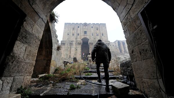 Bir Suriye askeri tarihi Halep Kalesi'nde medya mensuplarını gezdiriyor - Sputnik Türkiye