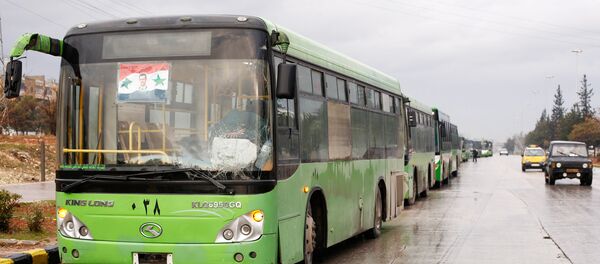 Halep'te kullanılan tahliye otobüsleri - Sputnik Türkiye