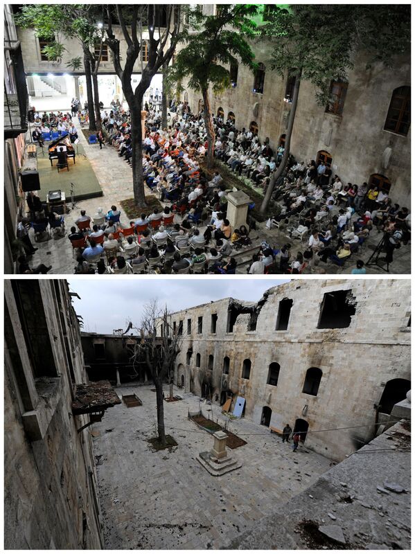 Antik Halep Şehri’ndeki Aş-Şibani Kilise ve Okulunun bahçesi  Haziran 2009  Aralık 2016 - Sputnik Türkiye