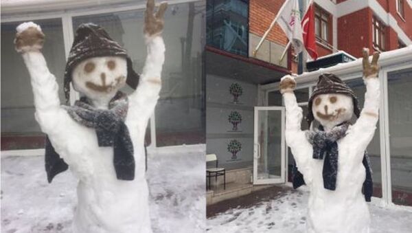 Polisler HDP Genel Merkezi'ndeki kardan adamın ellerini kırdı - Sputnik Türkiye