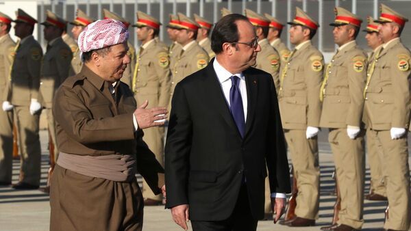 François Hollande - Mesud Barzani - Sputnik Türkiye