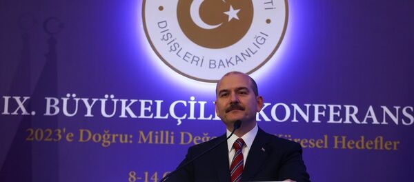 Dışişleri Bakanlığı tarafından düzenlenen 9. Büyükelçiler Konferansı üçüncü gününde devam etti. Konferansa katılan İçişleri Bakanı Süleyman Soylu, konuşma yaptı. - Sputnik Türkiye