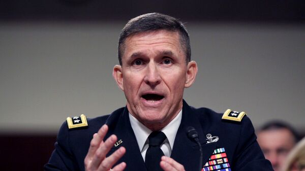 In this Feb. 11, 2014 file photo, then-Defense Intelligence Agency Director Lt. Gen. Michael Flynn testifies on Capitol Hill in Washington - Sputnik Türkiye
