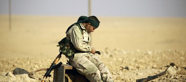 Rakka yakınlarındaki bir mevzide bir DSG savaşçısı - Sputnik Türkiye