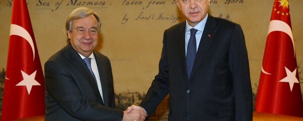 Cumhurbaşkanı Recep Tayyip Erdoğan- Birleşmiş Milletler (BM) Genel Sekreteri Antonio Guterres Cumhurbaşkanı Recep Tayyip Erdoğan- Birleşmiş Milletler (BM) Genel Sekreteri Antonio Guterres - Sputnik Türkiye