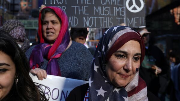 ABD'de Müslümanlara destek gösterisi - Sputnik Türkiye