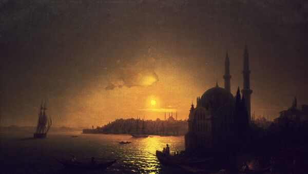Ayvazovski'nin 'Ay ışığında İstanbul' tablosunun bir röprodüksiyonu - Sputnik Türkiye