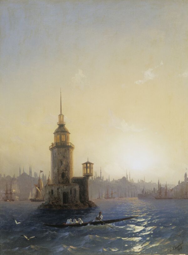 Ayvazovski'nin 'İstanbul'daki Kız Kulesi'nin görünümü' tablosunun röprodüksiyonu-Tretyakov Galerisi - Sputnik Türkiye