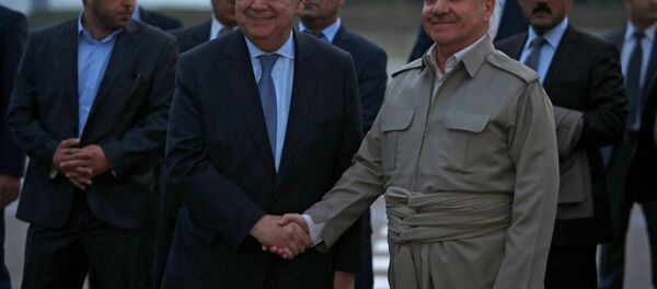 Irak Kürt Bölgesel Yönetimi Başkanı Mesut Barzani ve Birleşmiş Milletler Genel Sekreteri Antonio Guterres - Sputnik Türkiye