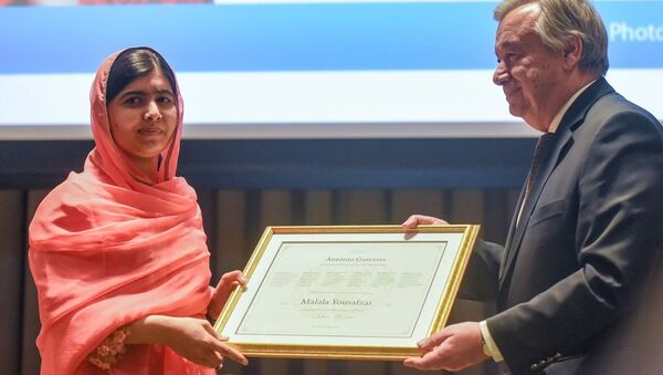 Nobel Barış Ödülü sahibi Malala Yusufzay - BM Genel Sekreteri Antonio Guterres - Sputnik Türkiye