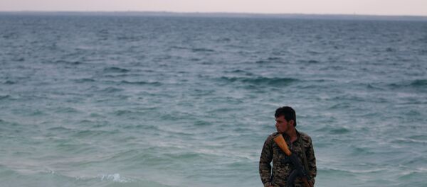 Rakka'nın batısında, Fırat Irmağı kıyısında bir DSG savaşçısı - Sputnik Türkiye