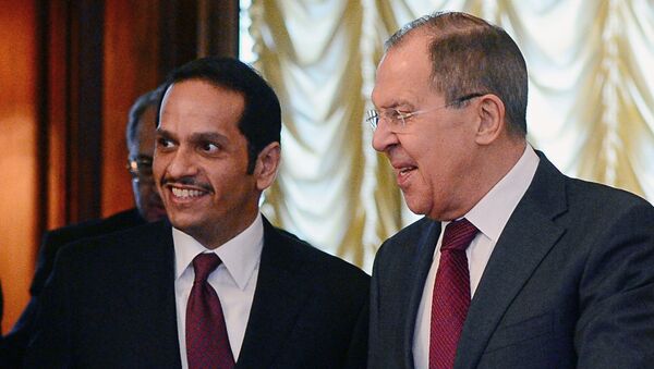 Rusya Dışişleri Bakanı Sergey Lavrov ve Katarlı mevkidaşı Muhammed bin Abdülrahman el Tani - Sputnik Türkiye