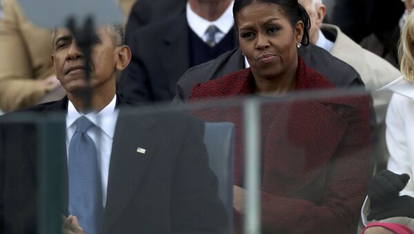 Outgoing US first lady Michelle Obama looking disinterested during the 2017 inauguration ceremonies. - Sputnik Türkiye