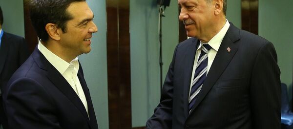 Cumhurbaşkanı Recep Tayyip Erdoğan- Yunanistan Başbakanı Aleksis Çipras Cumhurbaşkanı Recep Tayyip Erdoğan- Yunanistan Başbakanı Aleksis Çipras - Sputnik Türkiye