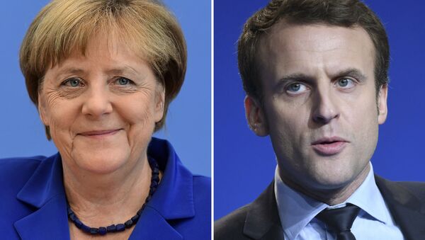 Almanya Başbakanı Angela Merkel ve Fransa Cumhurbaşkanı Emmanuel Macron - Sputnik Türkiye