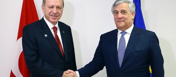 Cumhurbaşkanı Recep Tayyip Erdoğan- AP Başkanı Antonio Tajani - Sputnik Türkiye