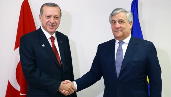 Cumhurbaşkanı Recep Tayyip Erdoğan- AP Başkanı Antonio Tajani - Sputnik Türkiye