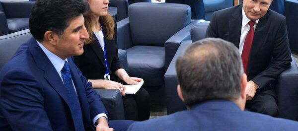 Rusya Devlet Başkanı Vladimir Putin ve IKBY Başbakanı Neçirvan Barzani - Sputnik Türkiye